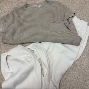 Free People Freya Sweater Set- Oatmeal Bone Combo, Medium